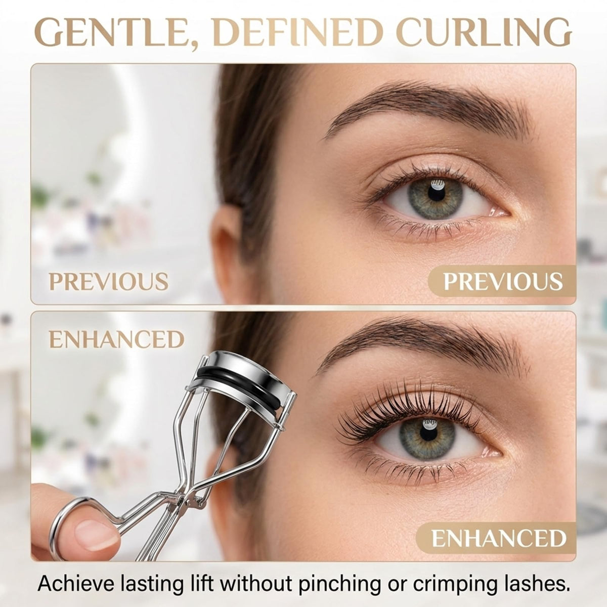 PNXPTAA pad installed in a Shiseido-style curler showing precise fit and smooth curling