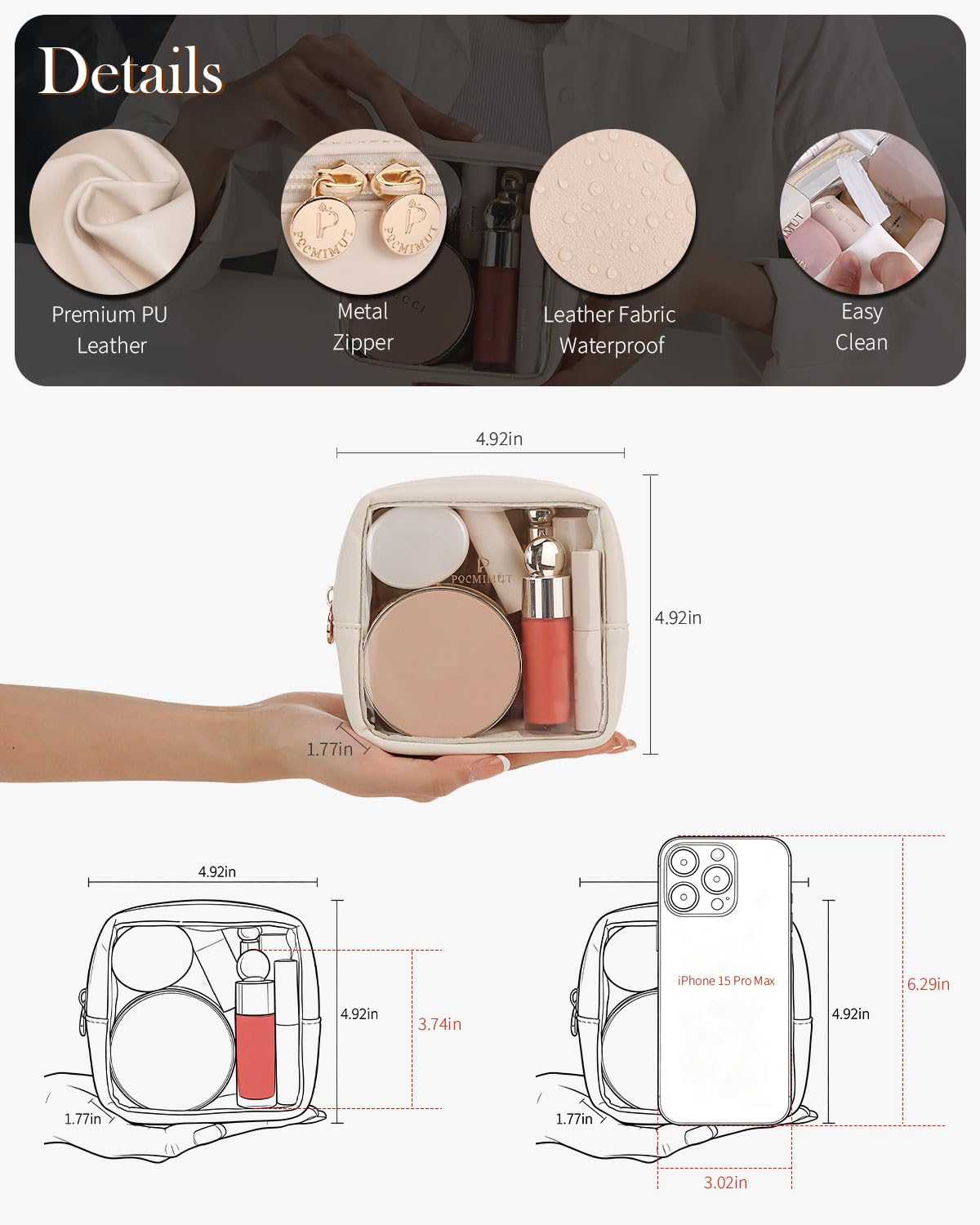 Pocmimut side profile showing transparent body and compact benefit