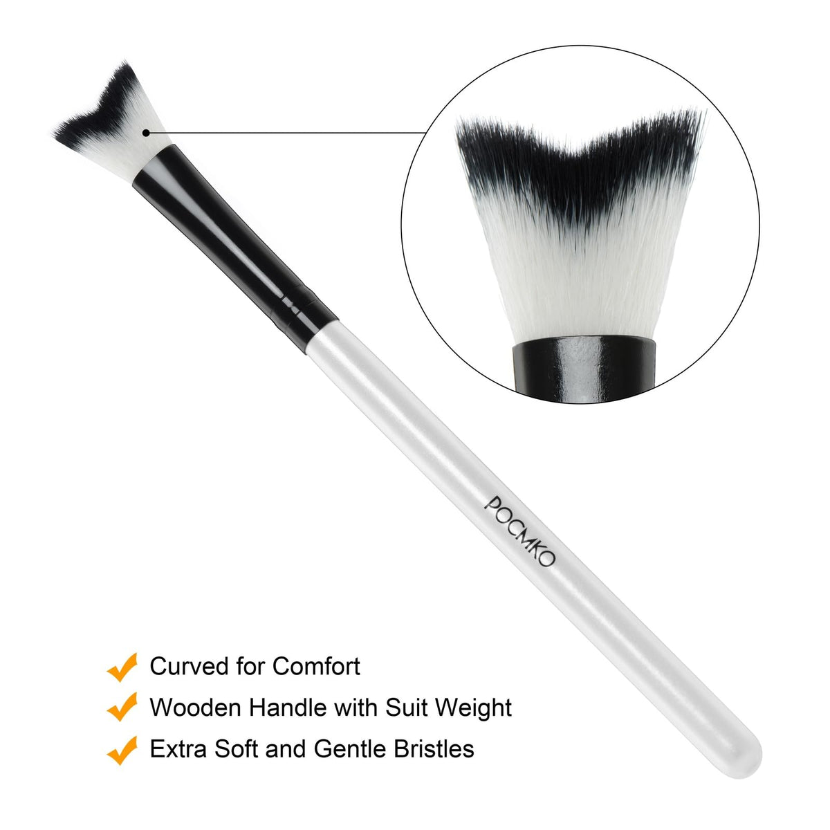 POCMKO close-up of thin synthetic bristles highlighting soft texture and gentle cleaning