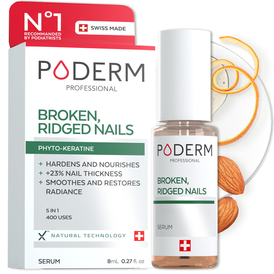 PODERM front packaging showing bottle and label for nourishing nail repair