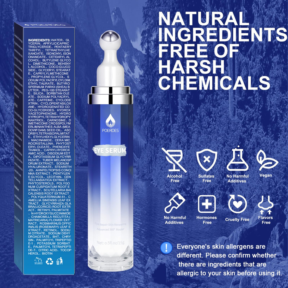 POEROES serum texture drop on skin displaying lightweight hydration and fast absorption