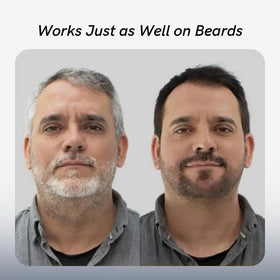 Polar Hair before and after results on gray hair showing visible red tint