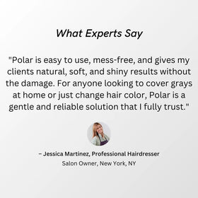 Polar Hair on a bathroom counter in lifestyle scene suggesting effortless routine