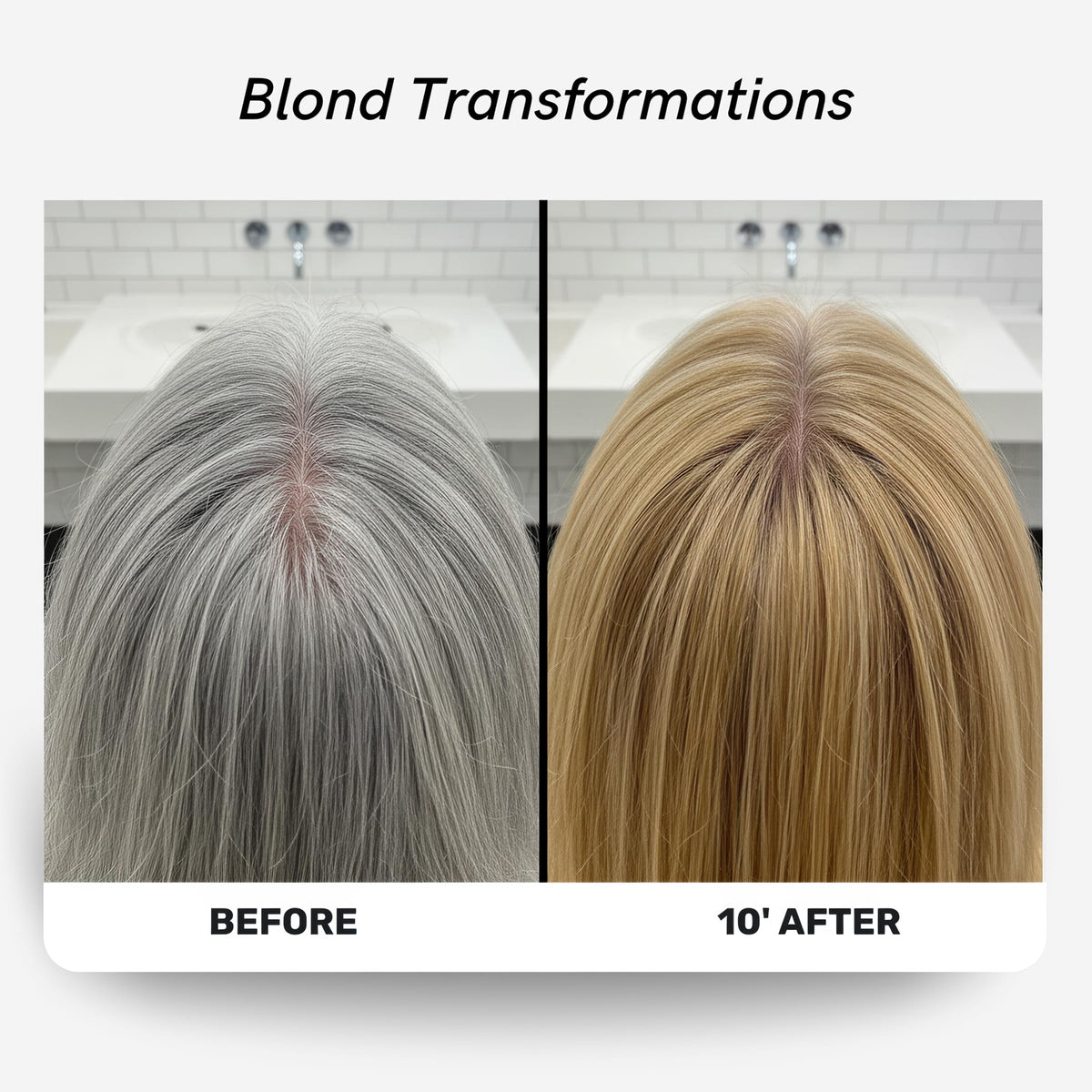 POLAR HAIR CARE applied to wet hair to demonstrate mess-free, even coverage benefit