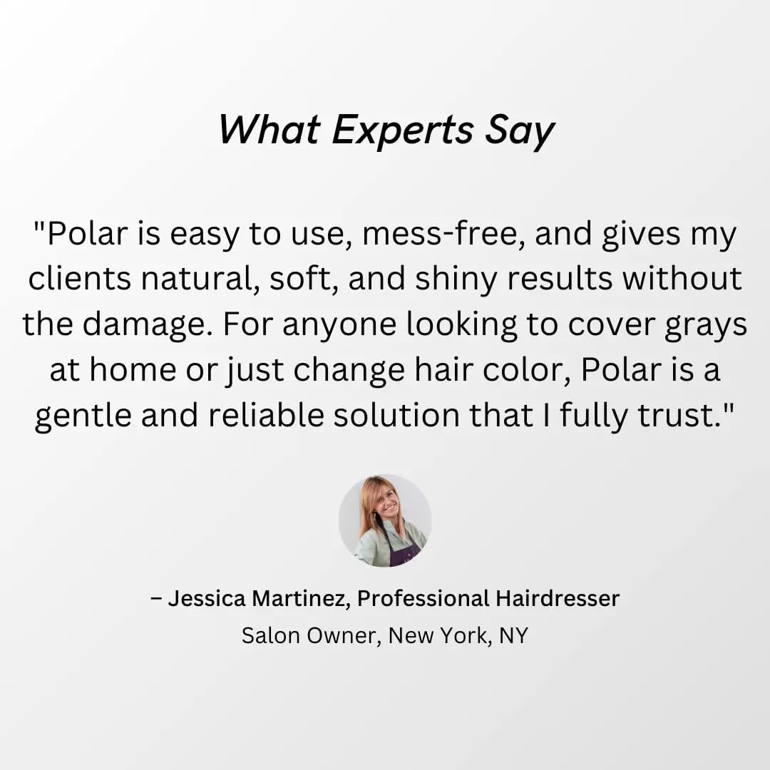 POLAR HAIR CARE bottle staged in bathroom showing routine-friendly, mess-free use