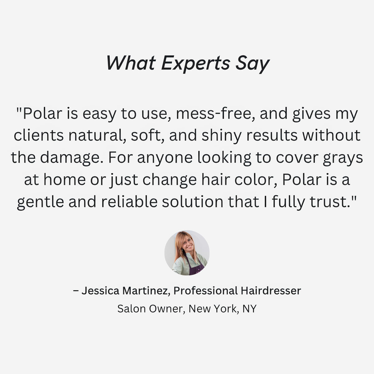 POLAR HAIR CARE pour showing shampoo consistency and ease-of-use benefit