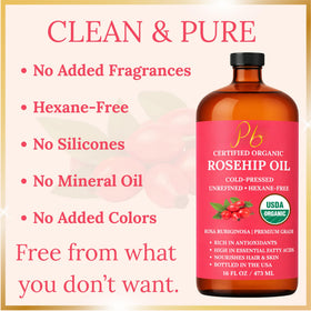 Pomberries rosehip oil applied to face demonstrating hydration and smooth finish