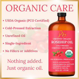 Pomberries rosehip oil label with USDA organic seal showing certification trust