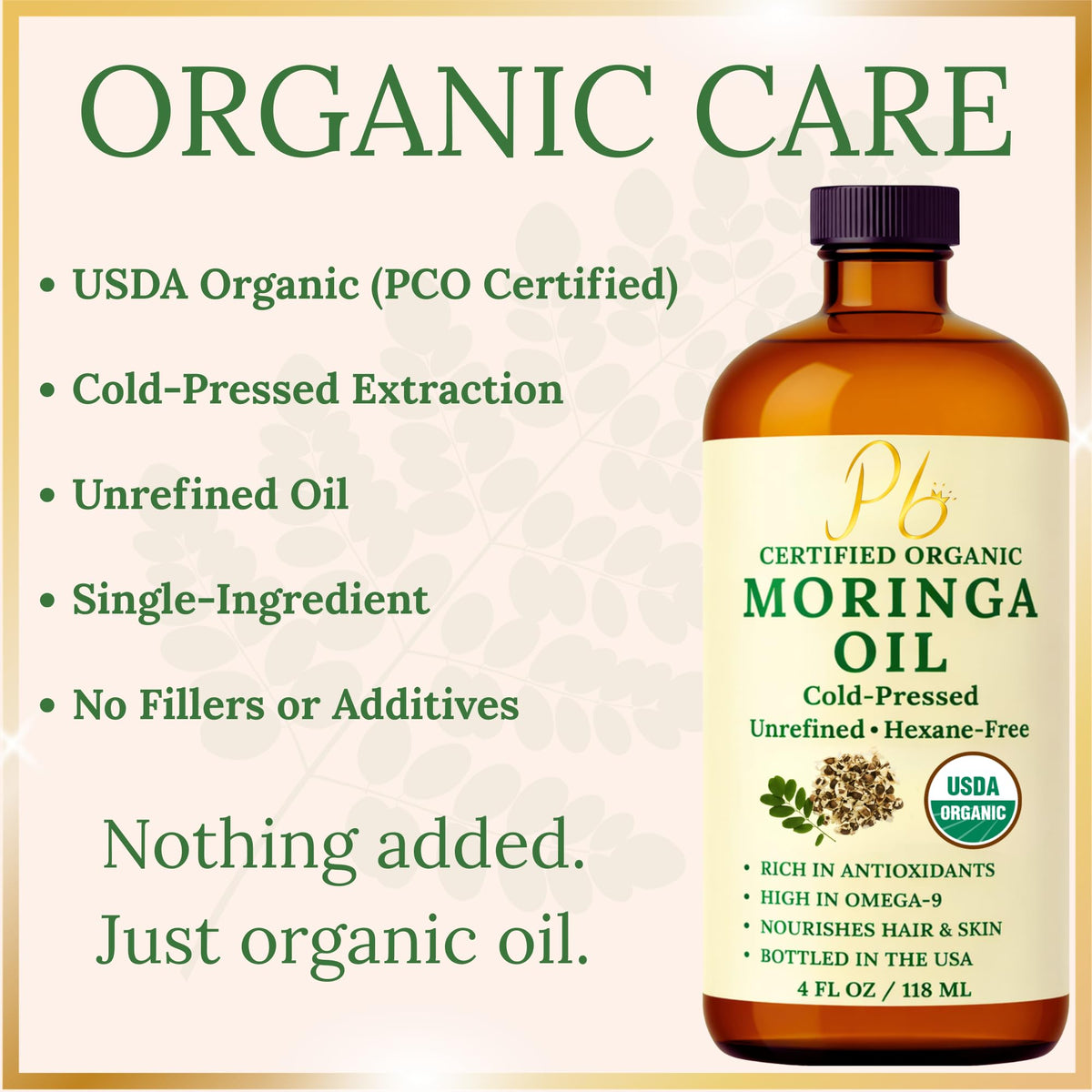 Pomberries moringa oil drop highlighting light texture and quick absorption benefit