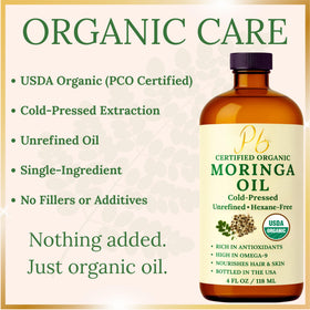 Pomberries moringa oil drop highlighting light texture and quick absorption benefit