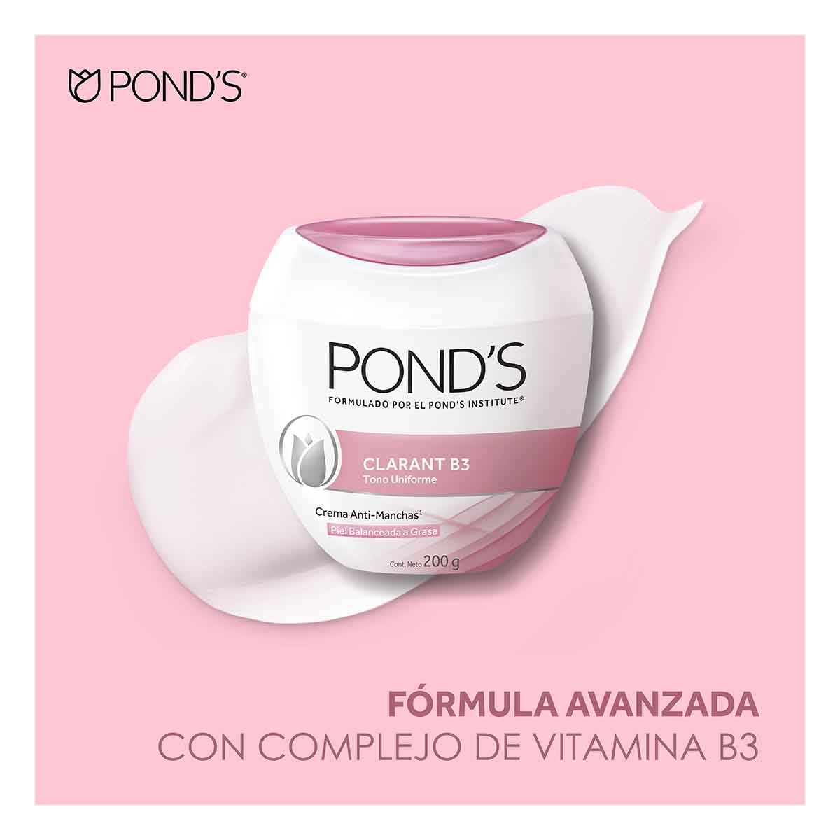 Person applying POND'S cream to cheek for even tone benefit