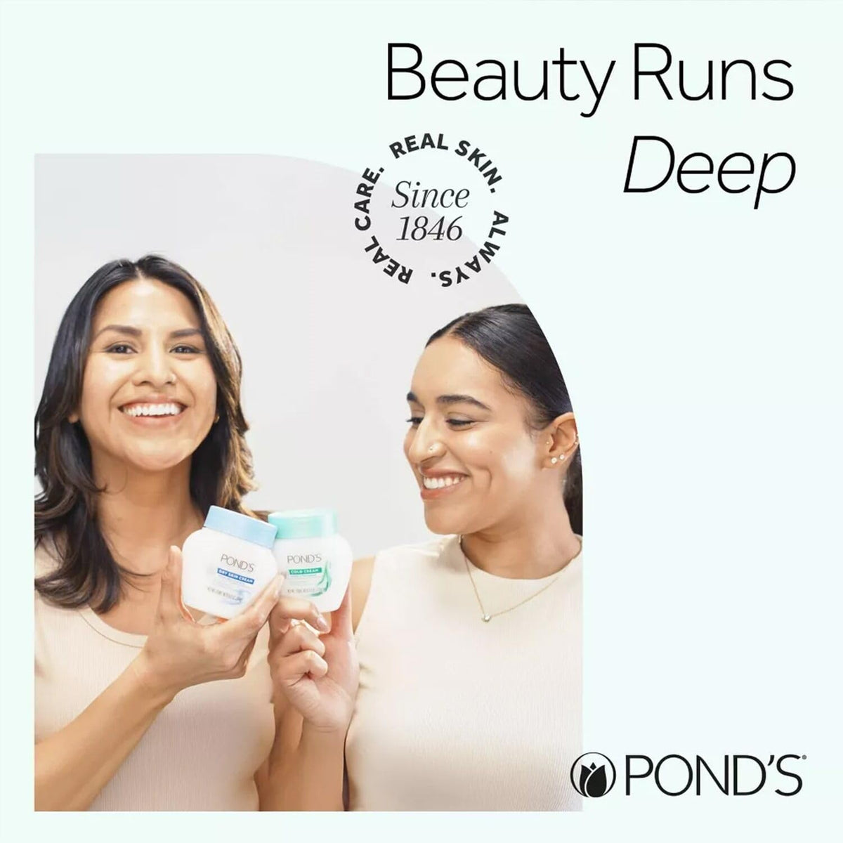 POND'S cold cream ingredients panel, transparency and dermatologist-tested benefit
