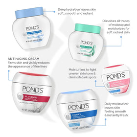 POND’S jar on bathroom shelf in lifestyle scene promoting daily use