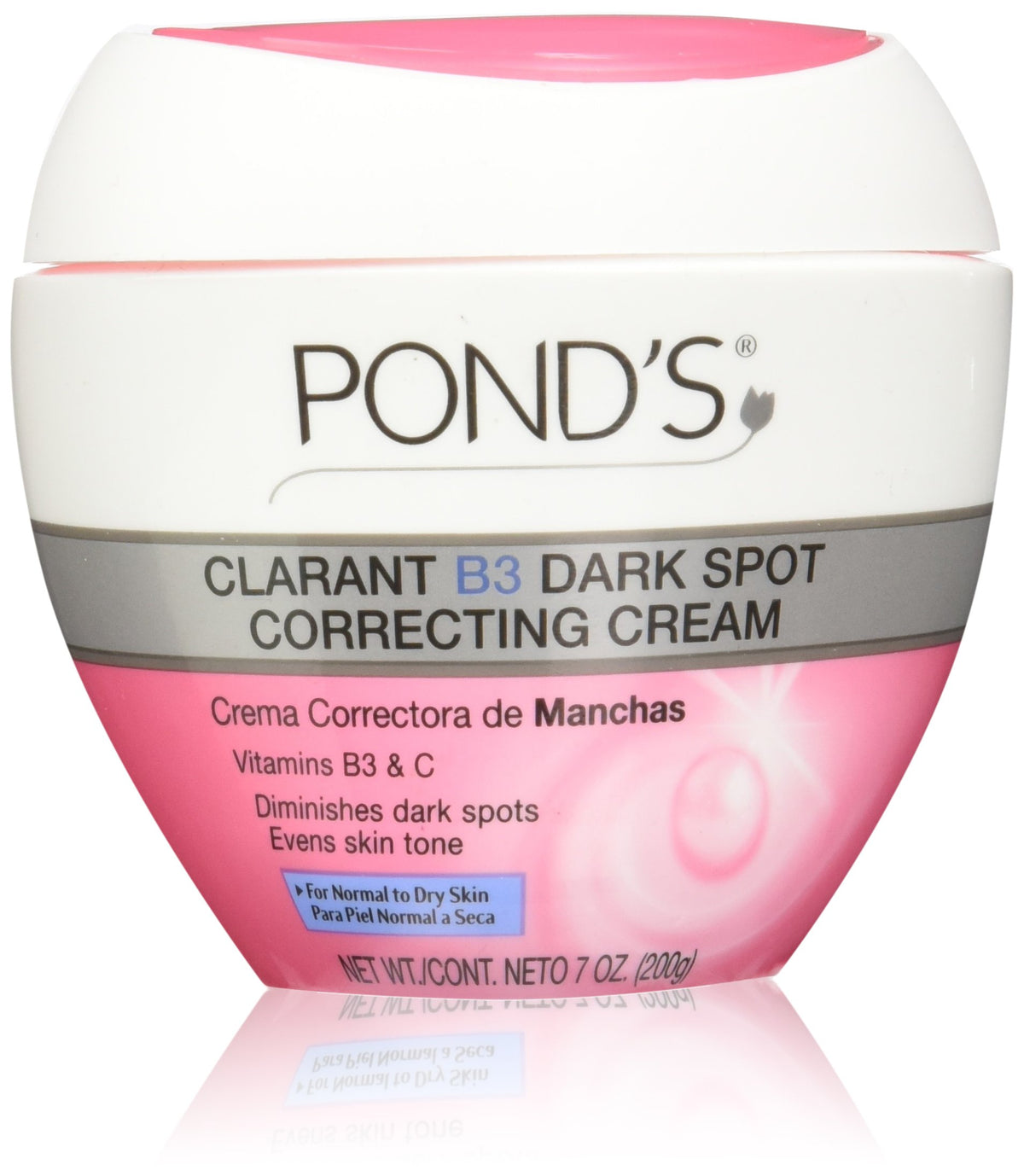 POND'S front packaging 7oz jar showing label and moisture benefit