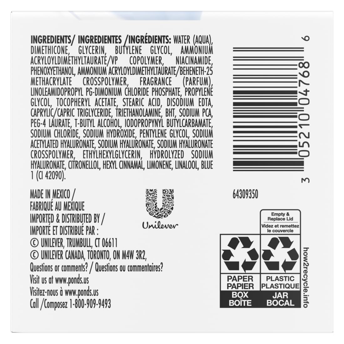 POND’S label close-up noting dermatologist-tested and alcohol-free benefit