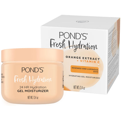 POND'S front packaging shot showing bright orange design and instant hydration benefit