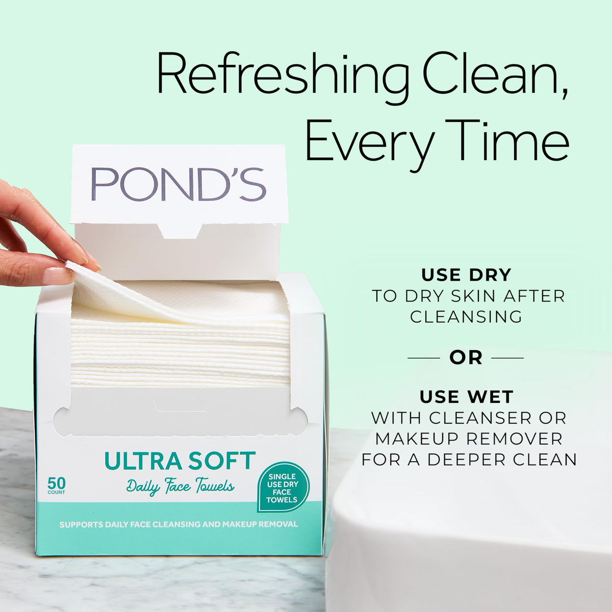 POND’S pack label view emphasizing ingredients and biobased material benefits