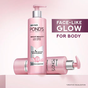 POND'S bottle scaled with toiletries showing cabinet-friendly size