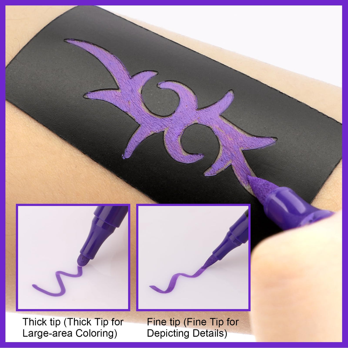 Ponhey pen in use on arm creating temporary tattoo for event-ready looks