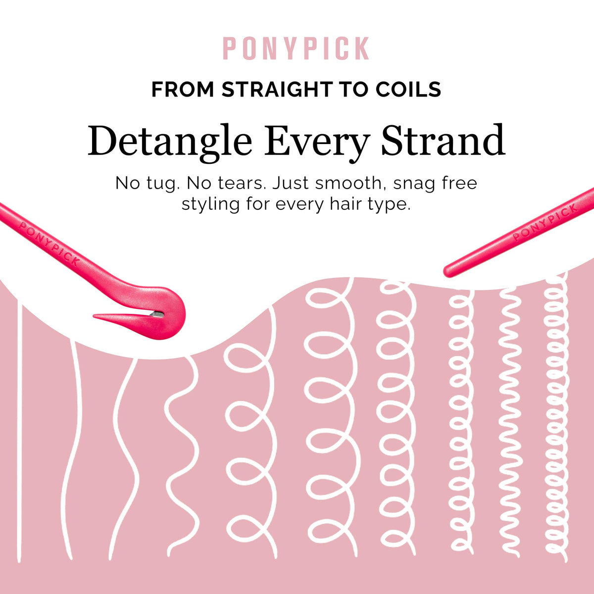 Pony Pick used on a toddler's ponytail demonstrating painless removal, Pony Pick comfort