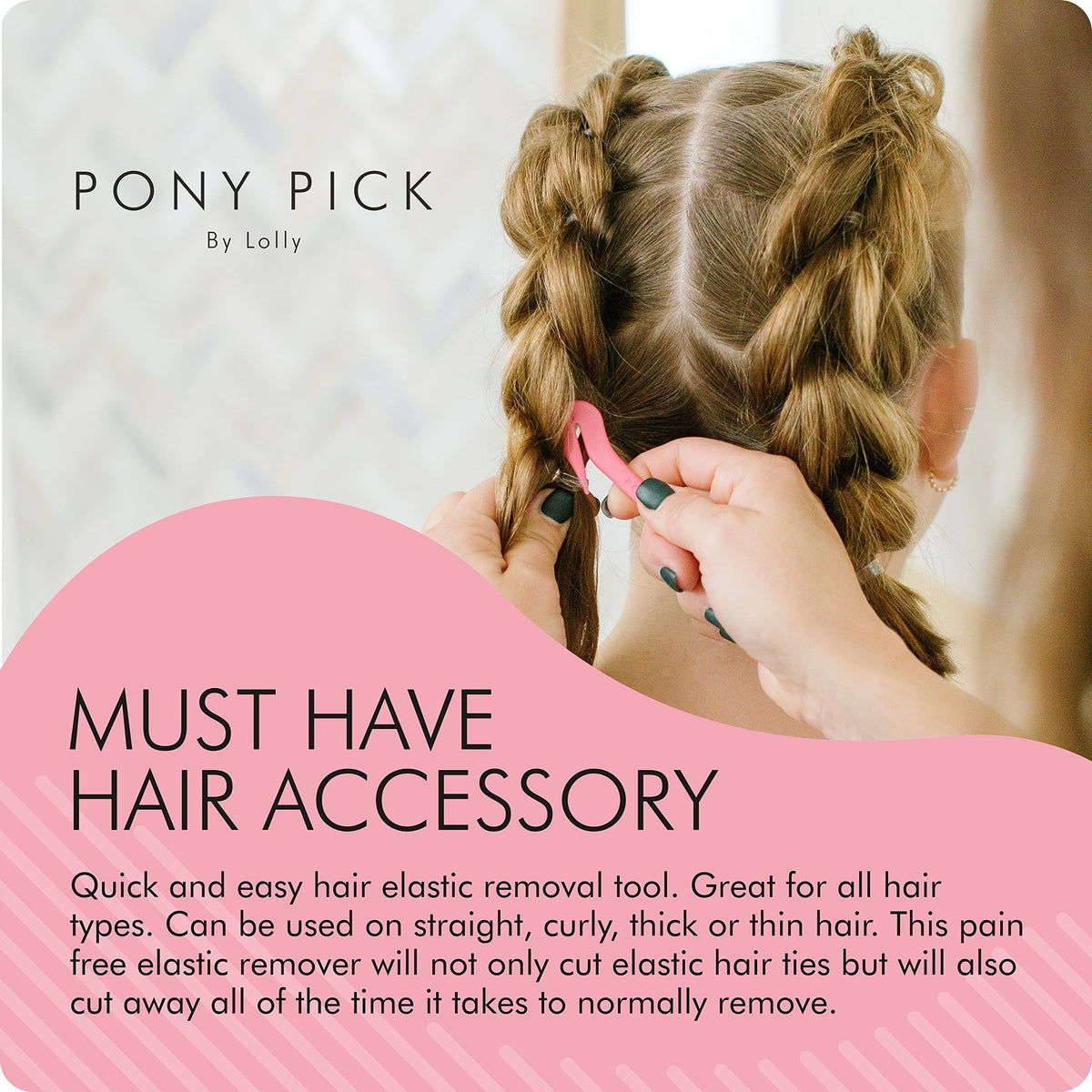 Pony Pick next to ruler and 50 elastics showing compact size and included bands