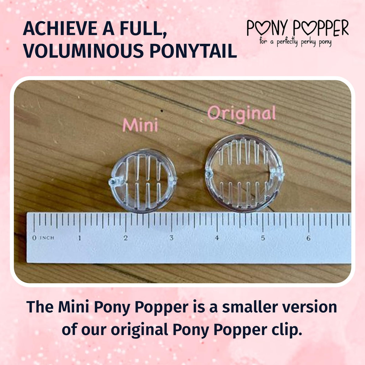 Pony Popper mini with wrapped elastic demonstrating secure hold and style