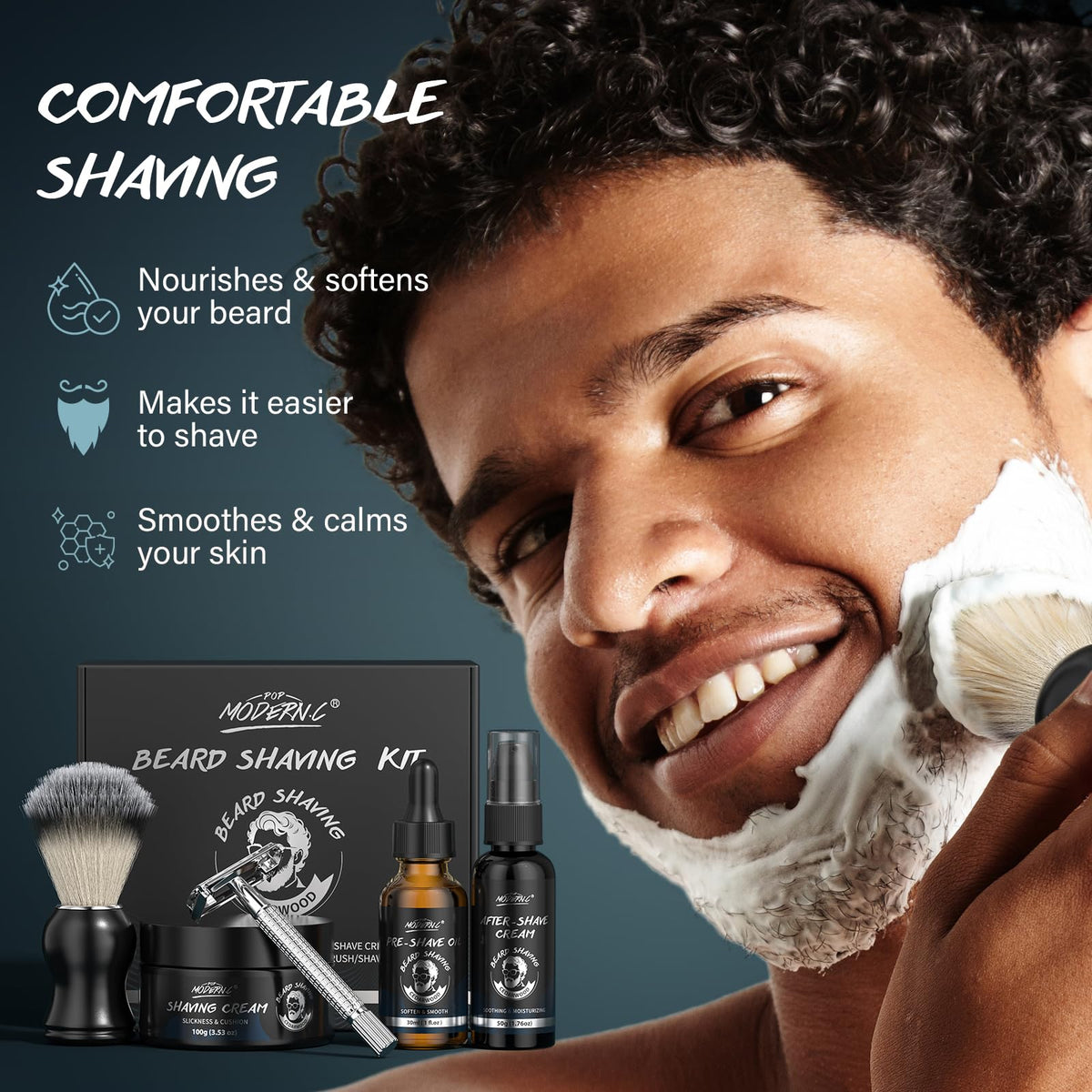 POP MODERN.C shaving cream texture close-up showing rich lather for smoother shaves benefit