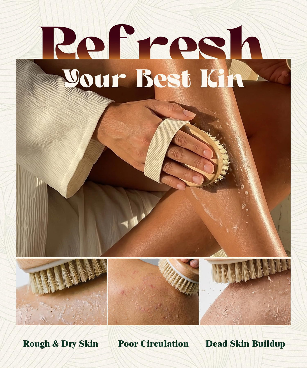 POPCHOSE close-up of natural boar bristles showing firm exfoliating texture