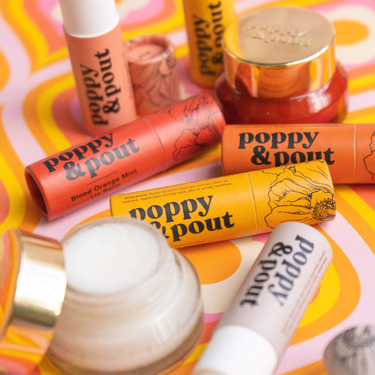 Poppy & Pout label detail highlighting ingredients and cruelty-free badge