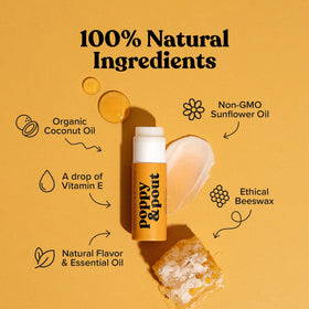 Poppy & Pout open tube texture view showing smooth balm for long hydration