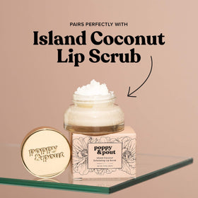 Poppy & Pout flat lay with daily routine items conveying easy everyday use