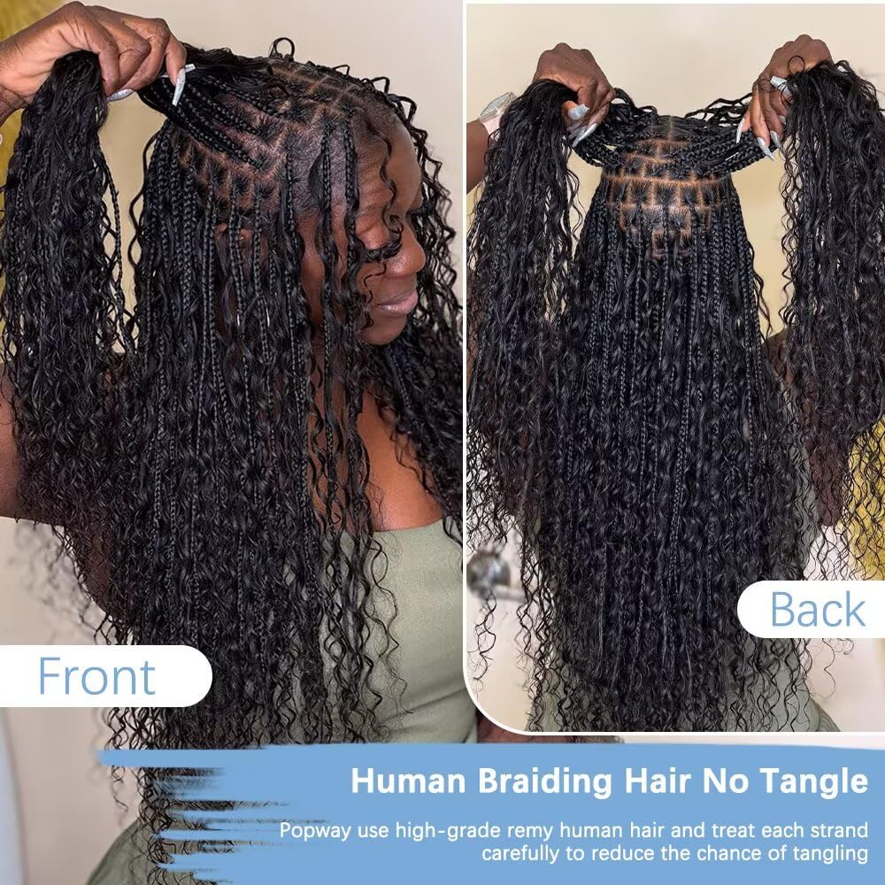 Popway hair held in hand showing 20-inch scale and fuller volume benefit