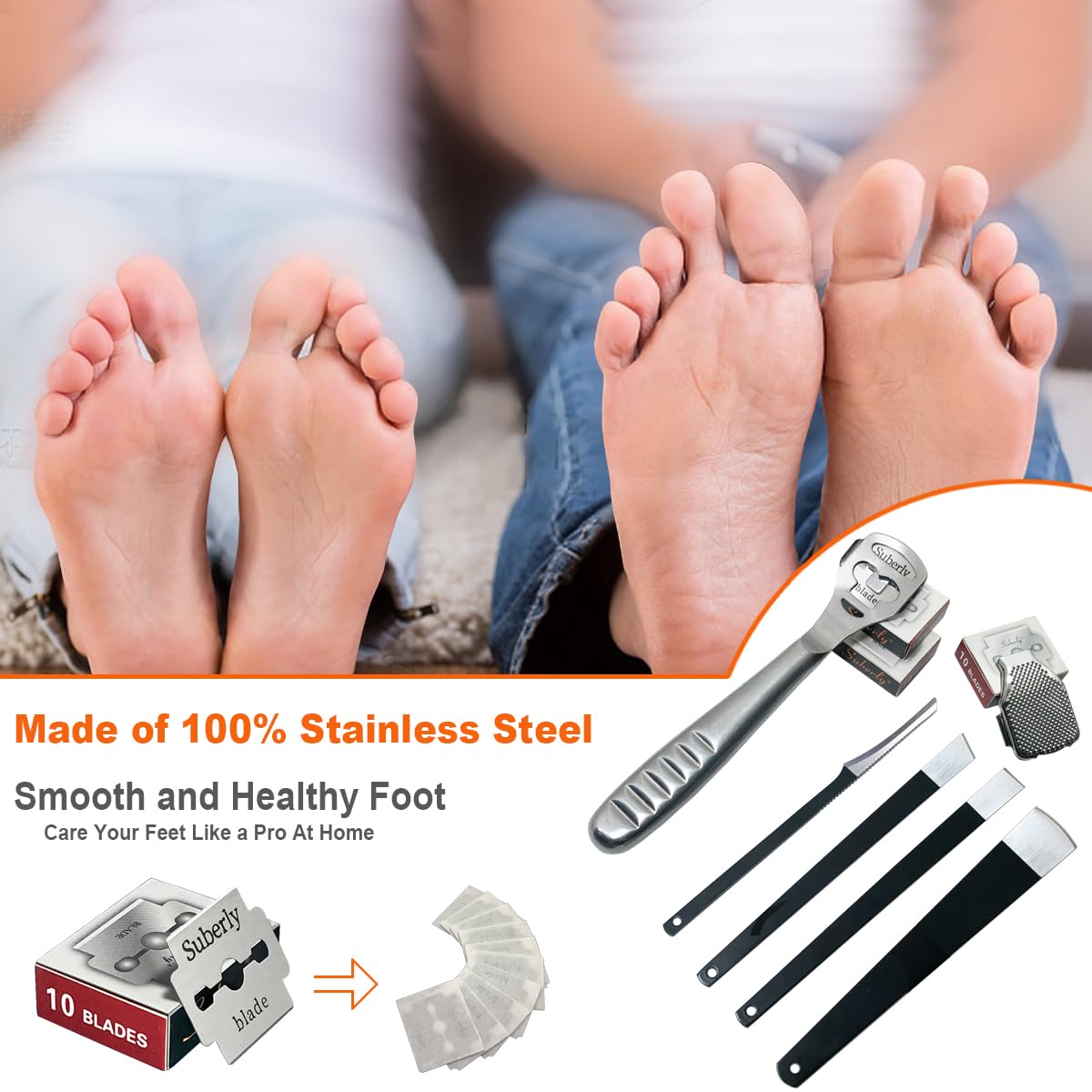 POQOD foot file held in hand for scale to show compact travel-friendly size and control