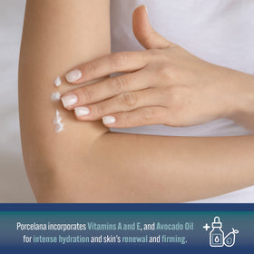 Porcelana before and after scale reference illustrating visible tone improvement