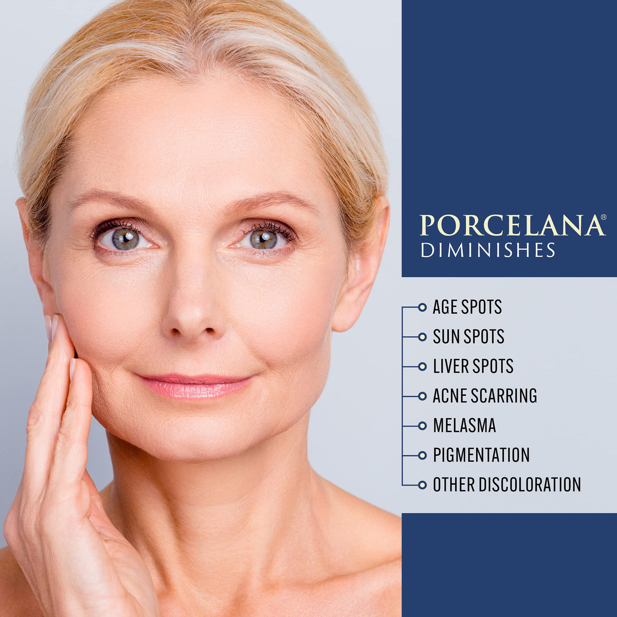 Porcelana label detail showing brand and usage to reinforce product trust