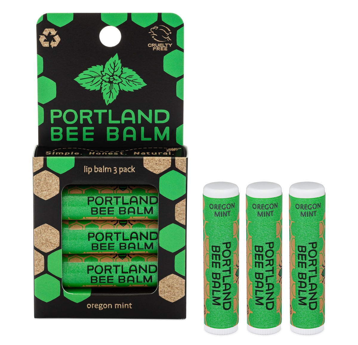 Portland Bee Balm front packaging showing Oregon Mint and clean labeling benefit