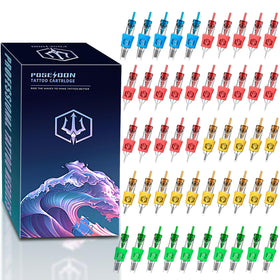 POSEIDON front packaging showing 50pcs cartridges and mixed sizes for convenience