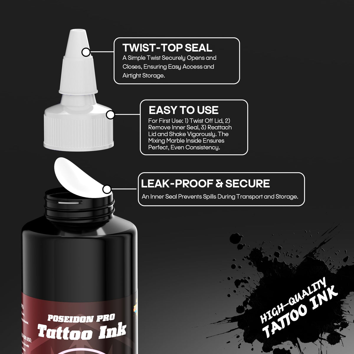 POSEIDON ink in use in studio demonstrating precise lining and efficient application benefit