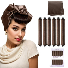 posicurly front packaging showing six velvet rods and scarf for easy heatless styling