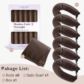 posicurly satin scarf and rods laid flat to protect hair and prevent friction