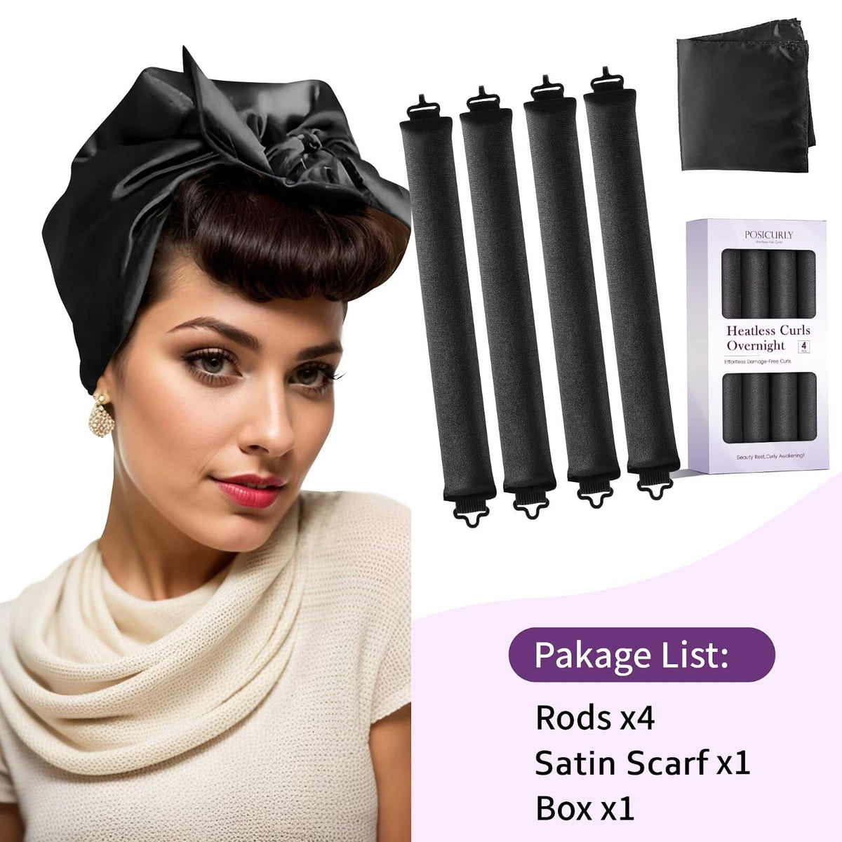 posicurly unrolled curler with wrapped hair section for defined, natural waves