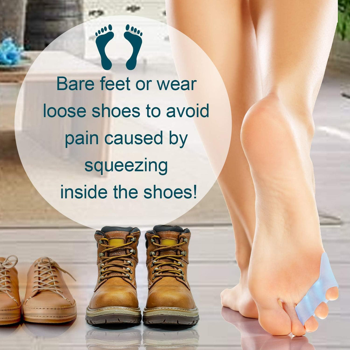 Povihome spacer placed between toes demonstrating secure fit