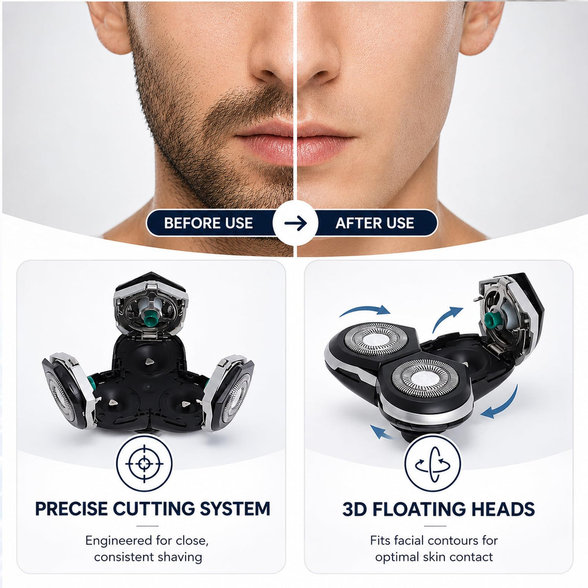 Poweka rinsing the head under water for simple cleaning and care