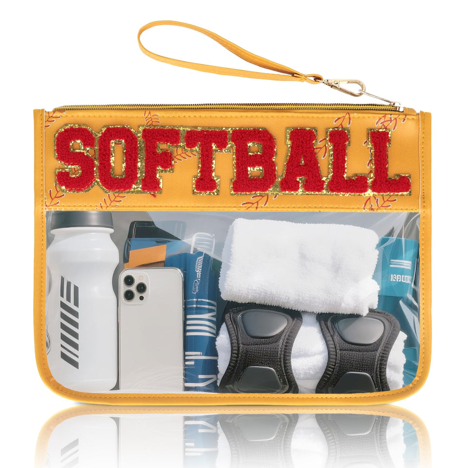 PPeen clear zipper pouch front view showing durable PVC and nylon, easy identification benefit