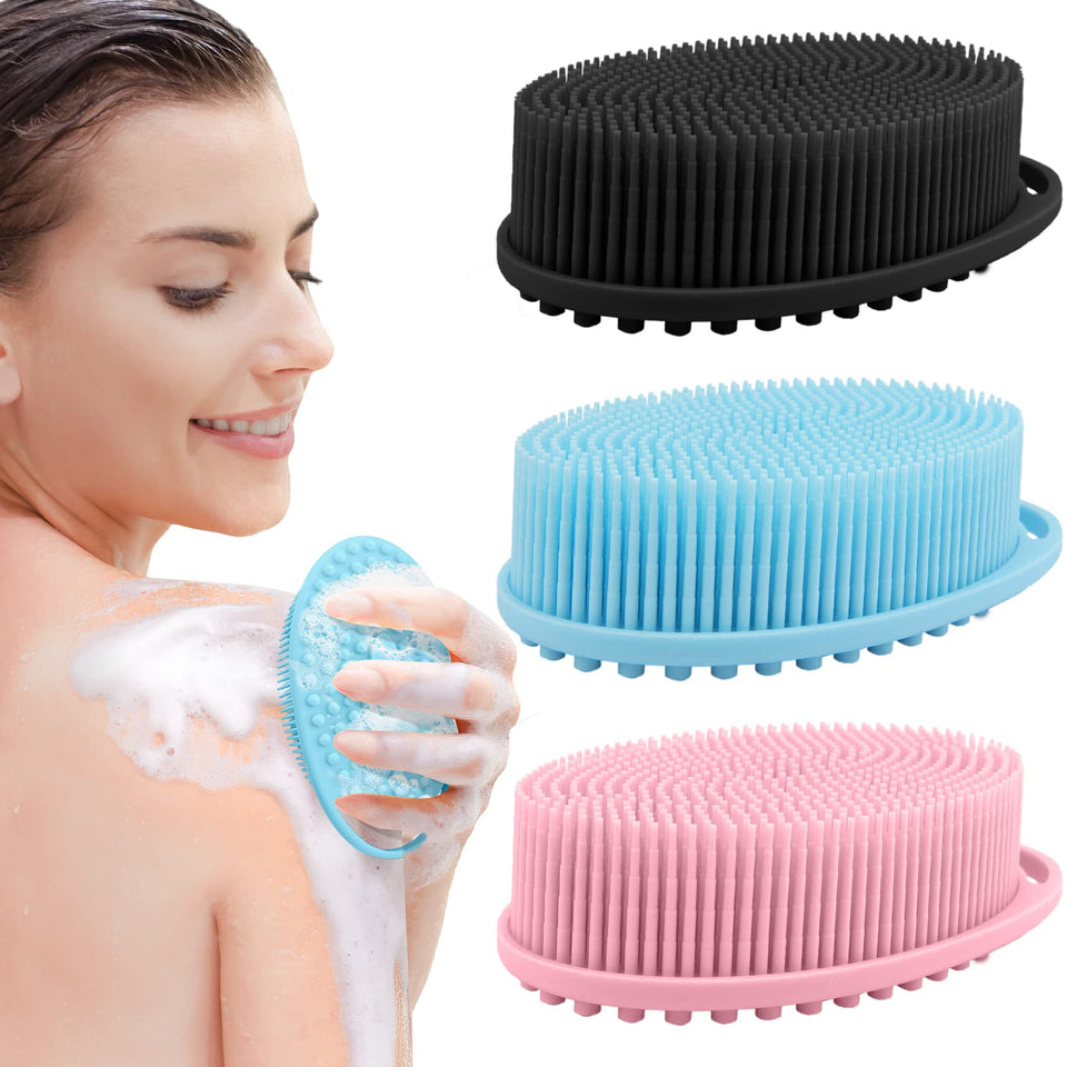 PQRUU front view of three-color pack showing compact scrubbers and quick-foam benefit