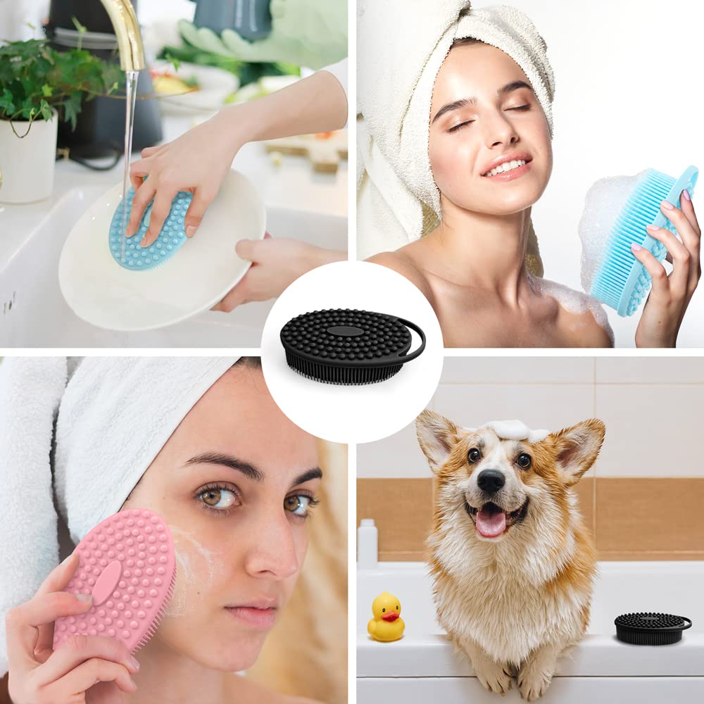 PQRUU scrubber used to bathe a small dog offering gentle cleaning and easy rinsing
