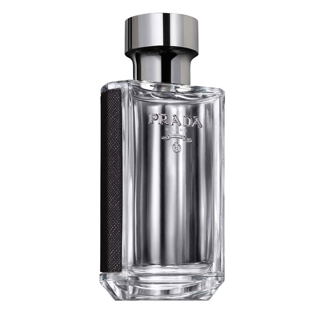 Prada L'Homme front bottle view showing clean design and professional style