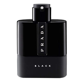 Prada Luna Rossa Black front bottle showing elegant black glass and logo for premium impression