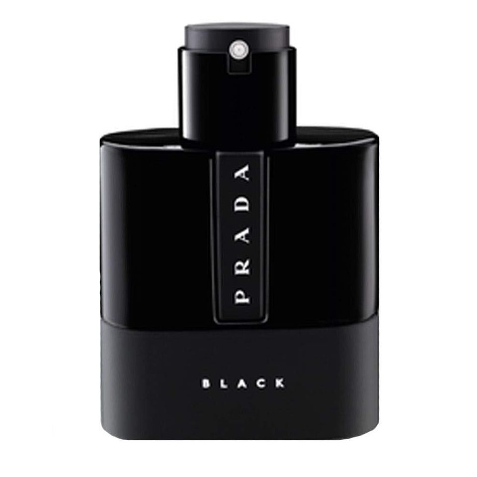 Prada Luna Rossa Black front bottle showing sleek black design and premium finish