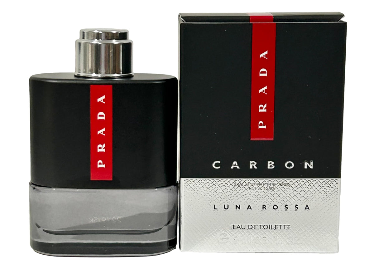 Prada Luna Rossa Carbon mini front packaging showing brand clarity and travel convenience